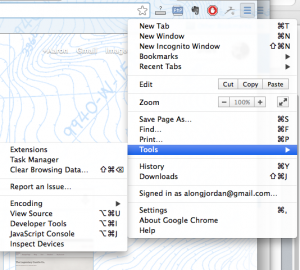Chrome menu to access Extensions