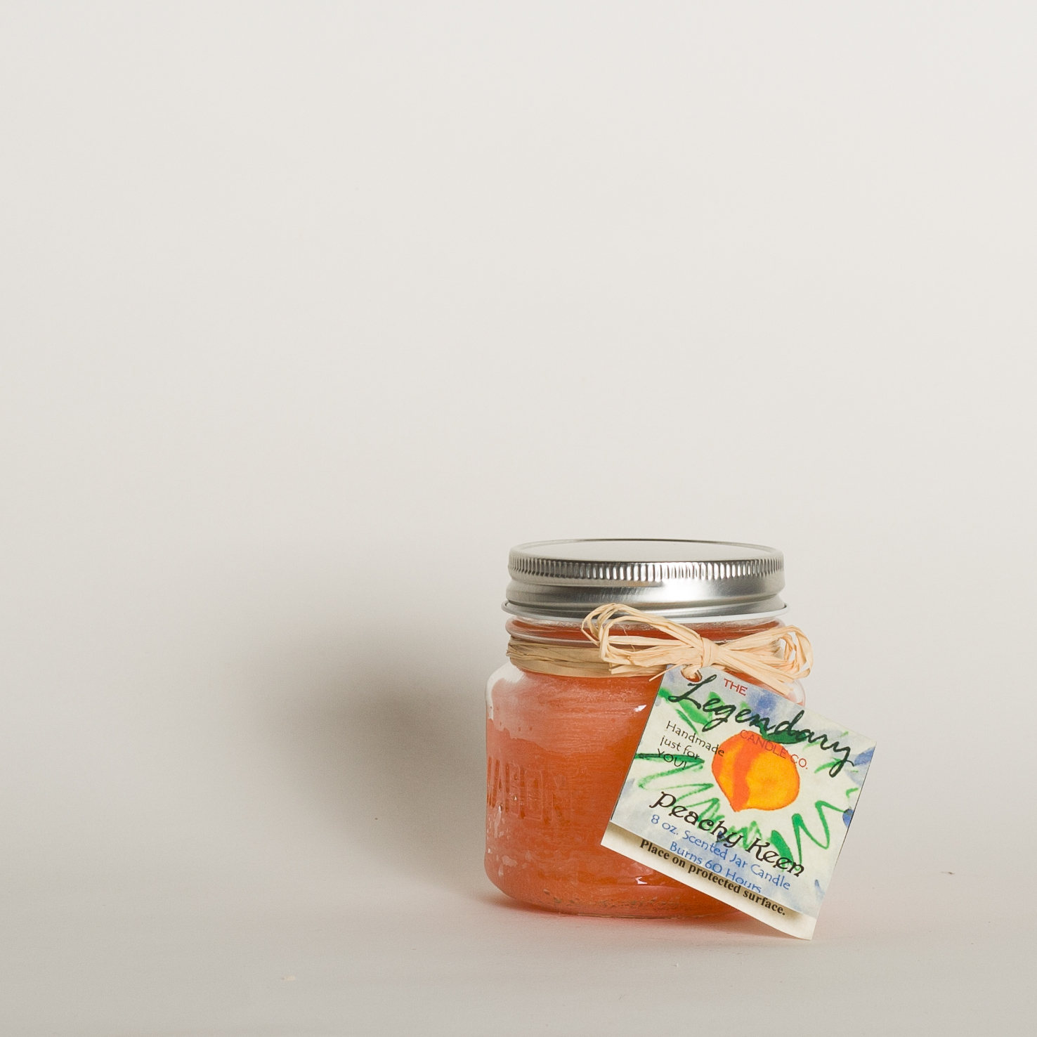 Peachy Keen - 8 Ounce Mason Jar Scented Candle - The Legendary Candle Co.